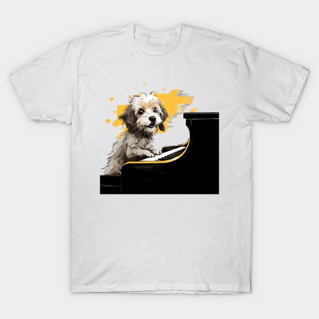 Dog playing piano T-Shirt by Graceful Designs